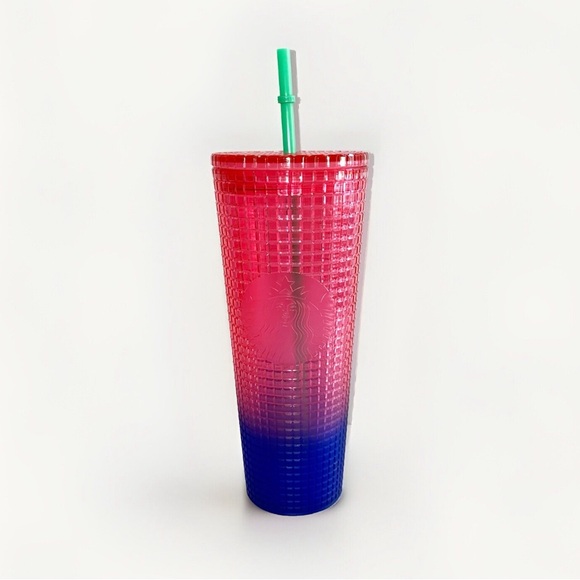 Starbucks Other - STARBUCKS JEWELED VENTI TUMBLER GRADIENT OMBRE PINK PURPLE WITH LID AND STRAW